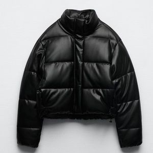NWT ZARA faux leather puffer jacket - size XS